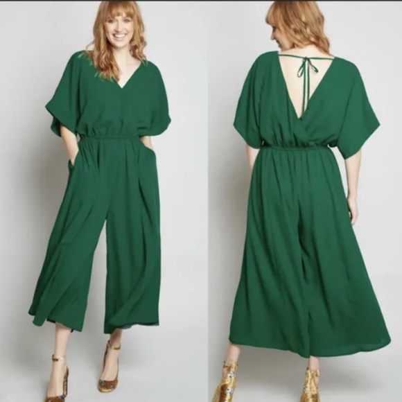 Modcloth Arrive And Thrive Wide Leg Crop Jumpsuit Size 2X - Picture 2 of 5